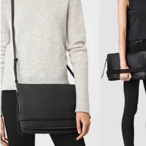 All Saints Black Textured Crossbody Bag